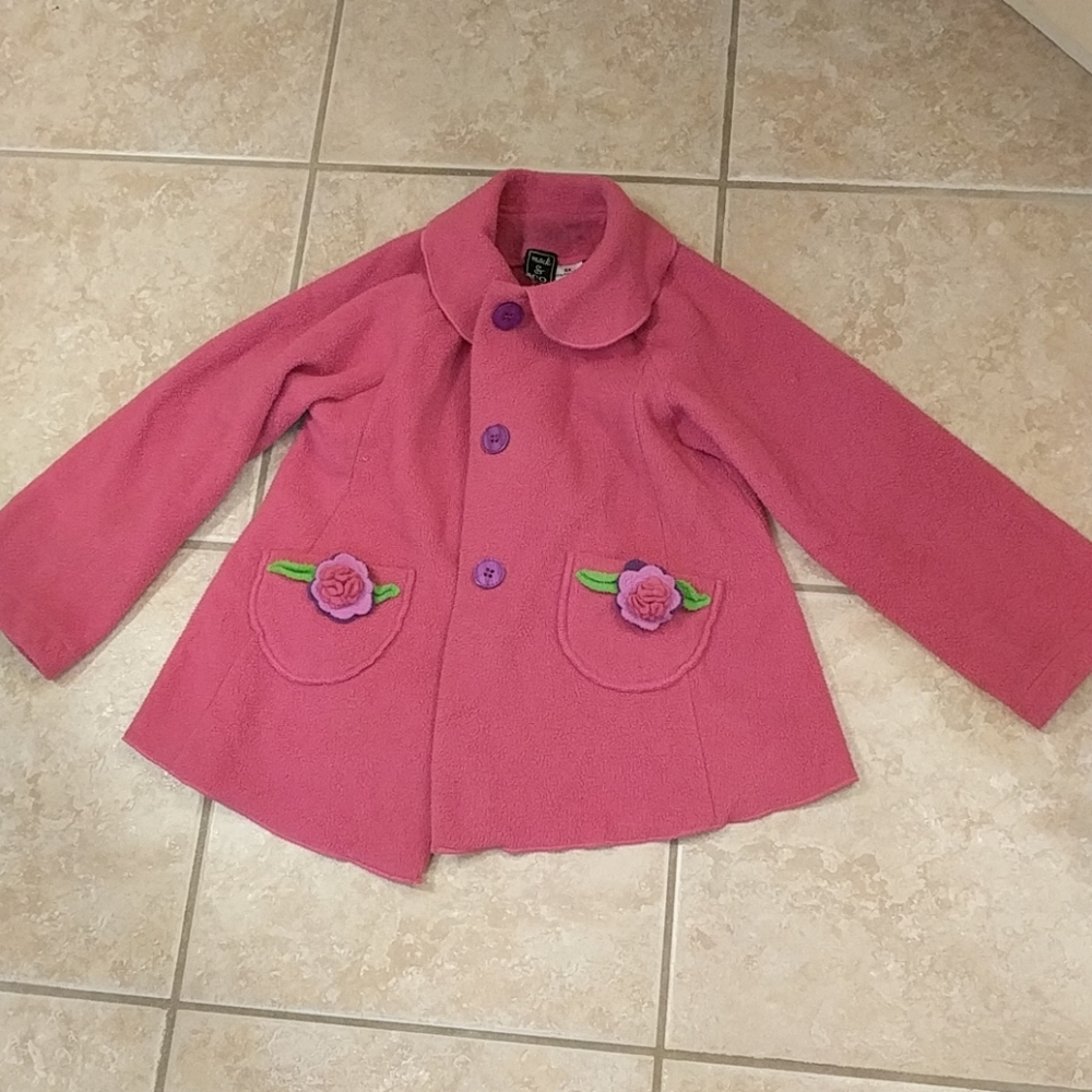 Pretty girls pink fleece with 3-D flowers